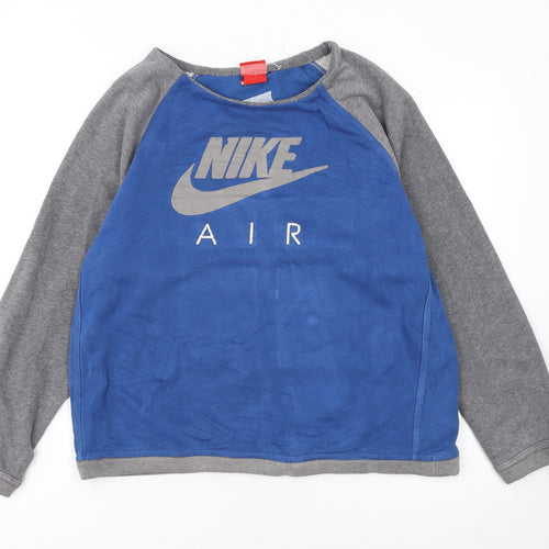 Nike Boys Blue Grey Air Logo Pullover Sweatshirt 13-14 Years