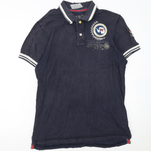 Napapijri Men’s Blue Embroidered Logo Polo Shirt Size L