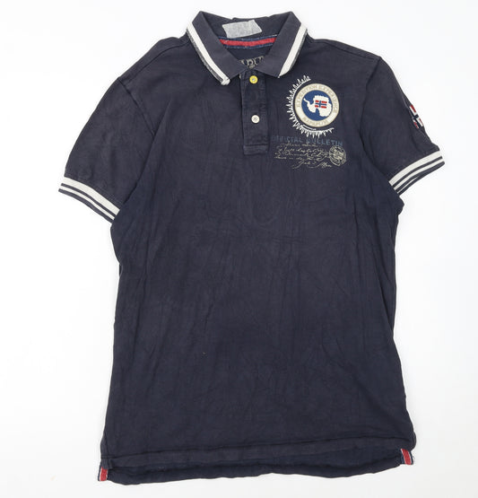 Napapijri Men’s Blue Embroidered Logo Polo Shirt Size L