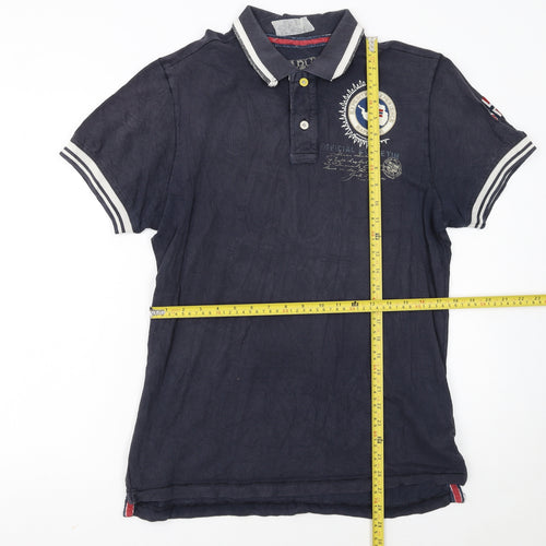 Napapijri Men’s Blue Embroidered Logo Polo Shirt Size L