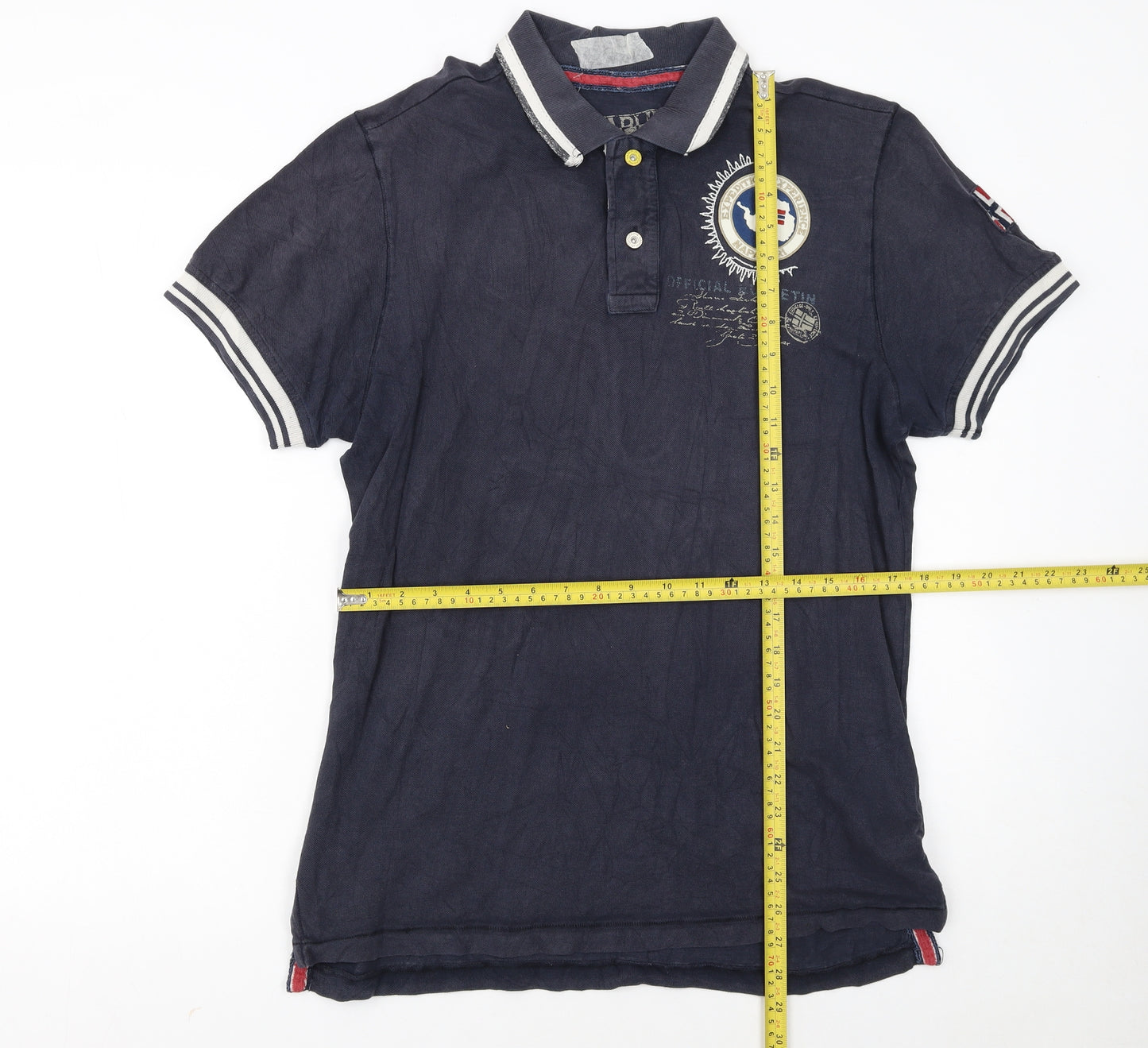 Napapijri Men’s Blue Embroidered Logo Polo Shirt Size L