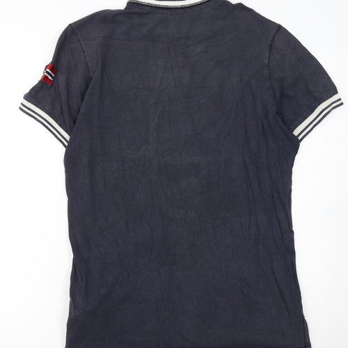 Napapijri Men’s Blue Embroidered Logo Polo Shirt Size L