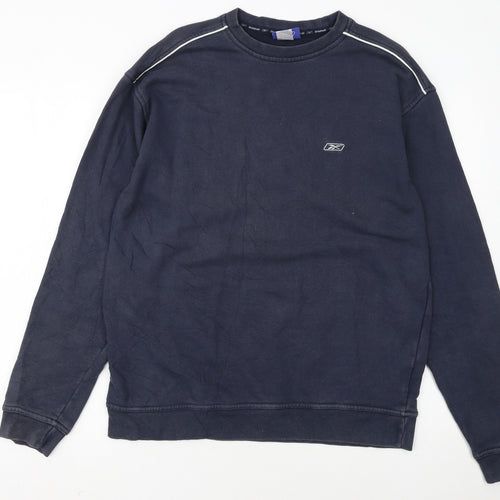 Reebok Men’s Blue Crew Neck Sweatshirt L Pullover Logo Sportswear