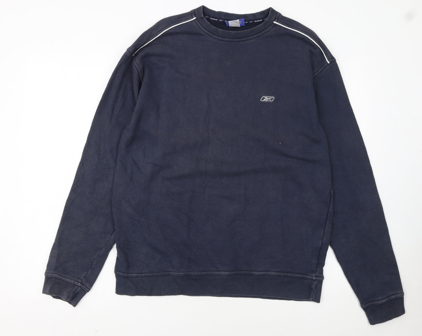 Reebok Men’s Blue Crew Neck Sweatshirt L Pullover Logo Sportswear
