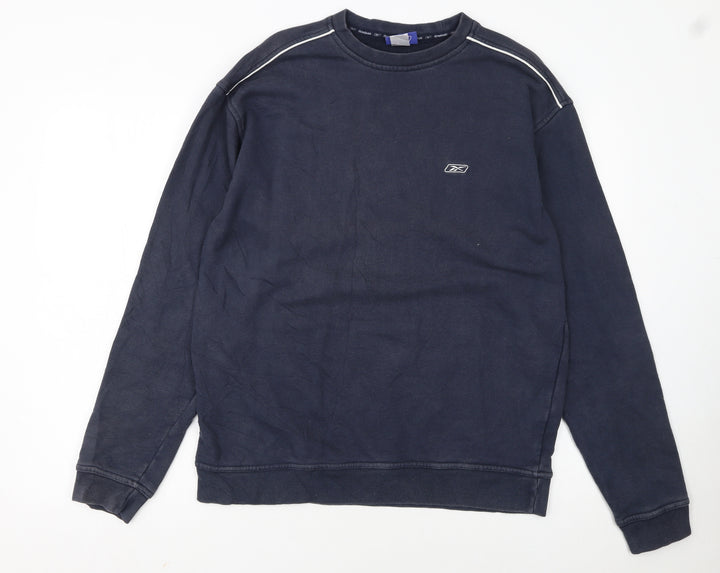 Reebok Men’s Blue Crew Neck Sweatshirt L Pullover Logo Sportswear