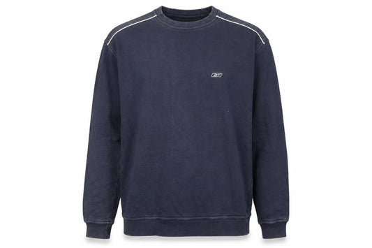 Front view of Reebok Men’s Blue Crew Neck Sweatshirt L Pullover Logo Sportswear