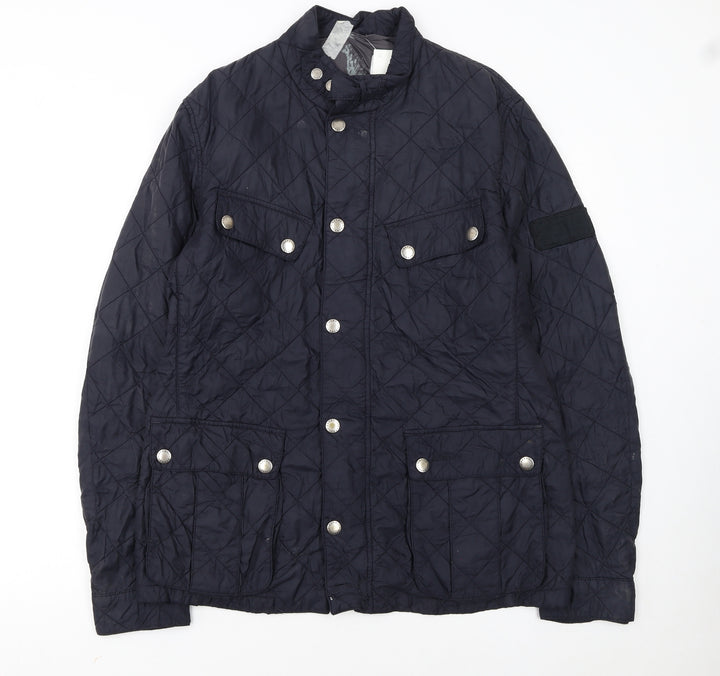 Barbour Womens Blue Quilted Mid-Length Jacket L Lightweight Outdoor