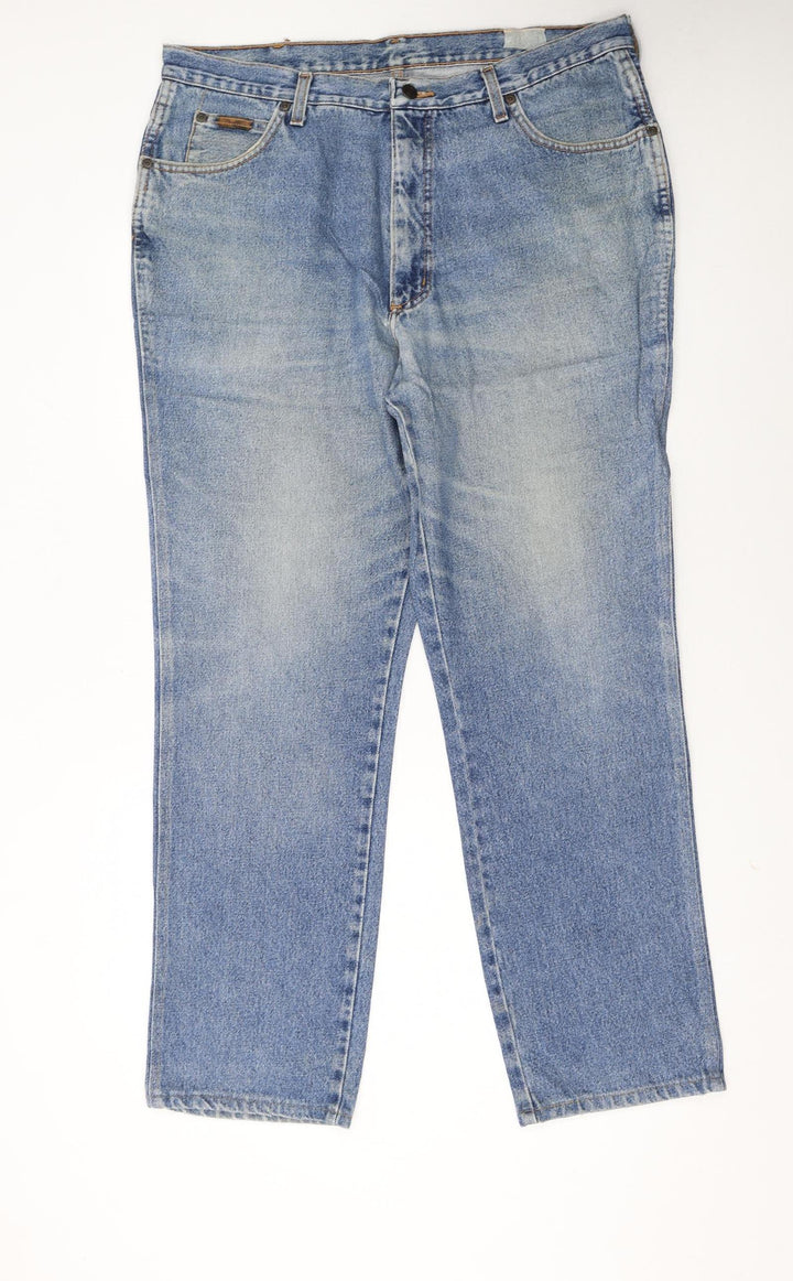 Wrangler Men's Blue 38x32 Straight Leg Denim Jeans Retro Cowboy Style