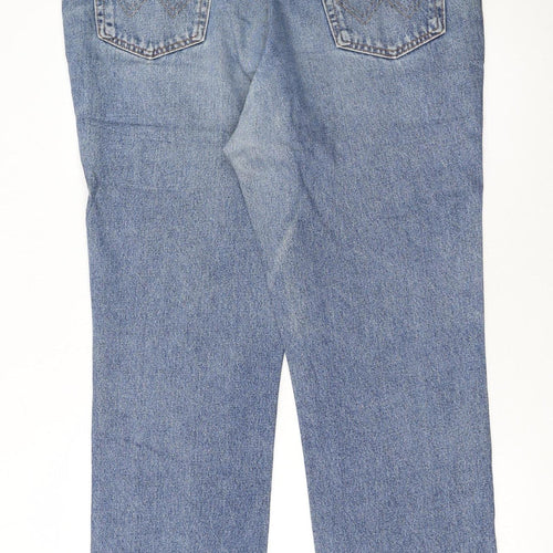 Wrangler Men's Blue 38x32 Straight Leg Denim Jeans Retro Cowboy Style