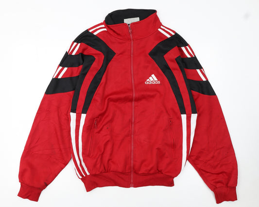 Adidas Men's Red Track Jacket S Retro Sports Full Zip Lightweight