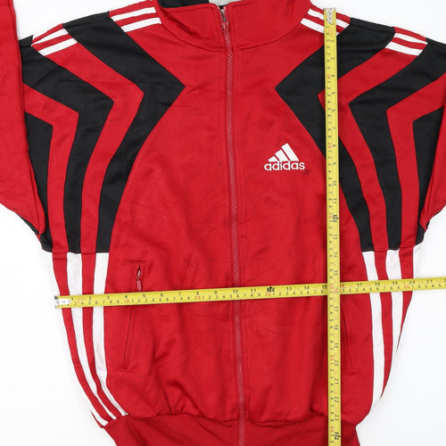 Adidas Men's Red Track Jacket S Retro Sports Full Zip Lightweight