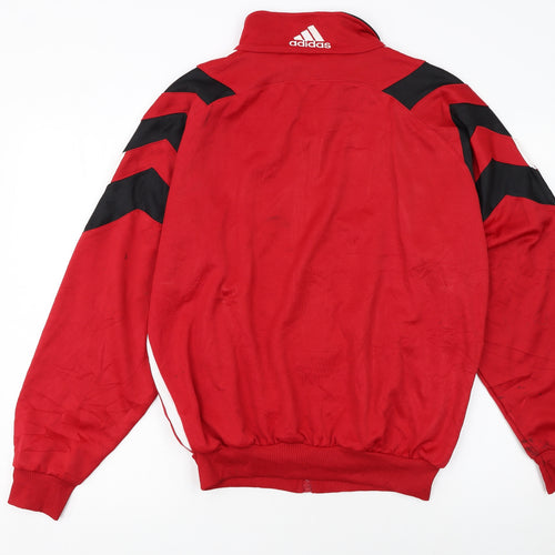 Adidas Men's Red Track Jacket S Retro Sports Full Zip Lightweight