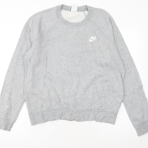 Nike Women Grey Crew Neck Sweatshirt Medium - Casual Pullover