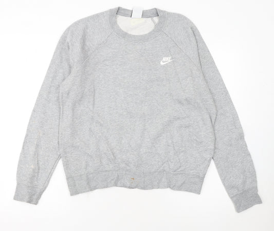 Nike Women Grey Crew Neck Sweatshirt Medium - Casual Pullover