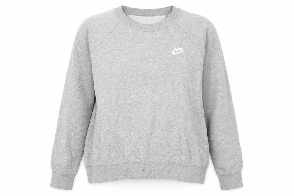 Front view of Nike Women Grey Crew Neck Sweatshirt Medium - Casual Pullover