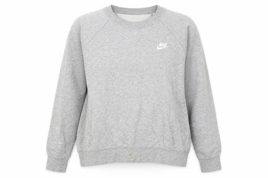 Front view of Nike Women Grey Crew Neck Sweatshirt Medium - Casual Pullover