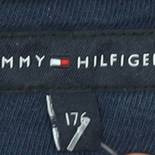Tommy Hilfiger Girls Blue Pullover Hoodie Size 176 Hooded Logo Sweatshirt