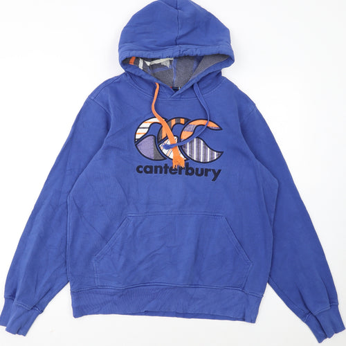 Canterbury Men's Blue Pullover Hoodie S Logo Graphic Rugby Style