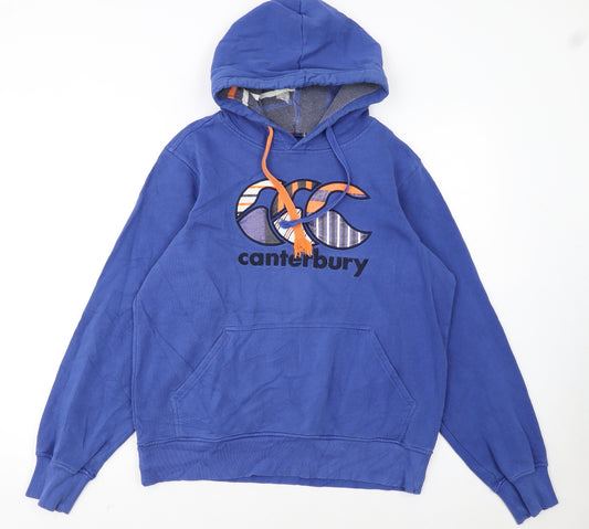 Canterbury Men's Blue Pullover Hoodie S Logo Graphic Rugby Style
