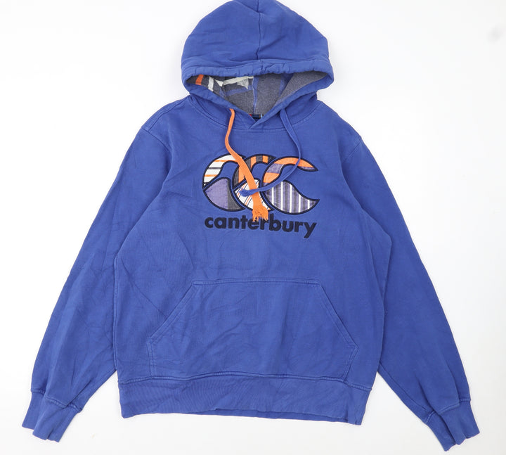 Canterbury Men's Blue Pullover Hoodie S Logo Graphic Rugby Style