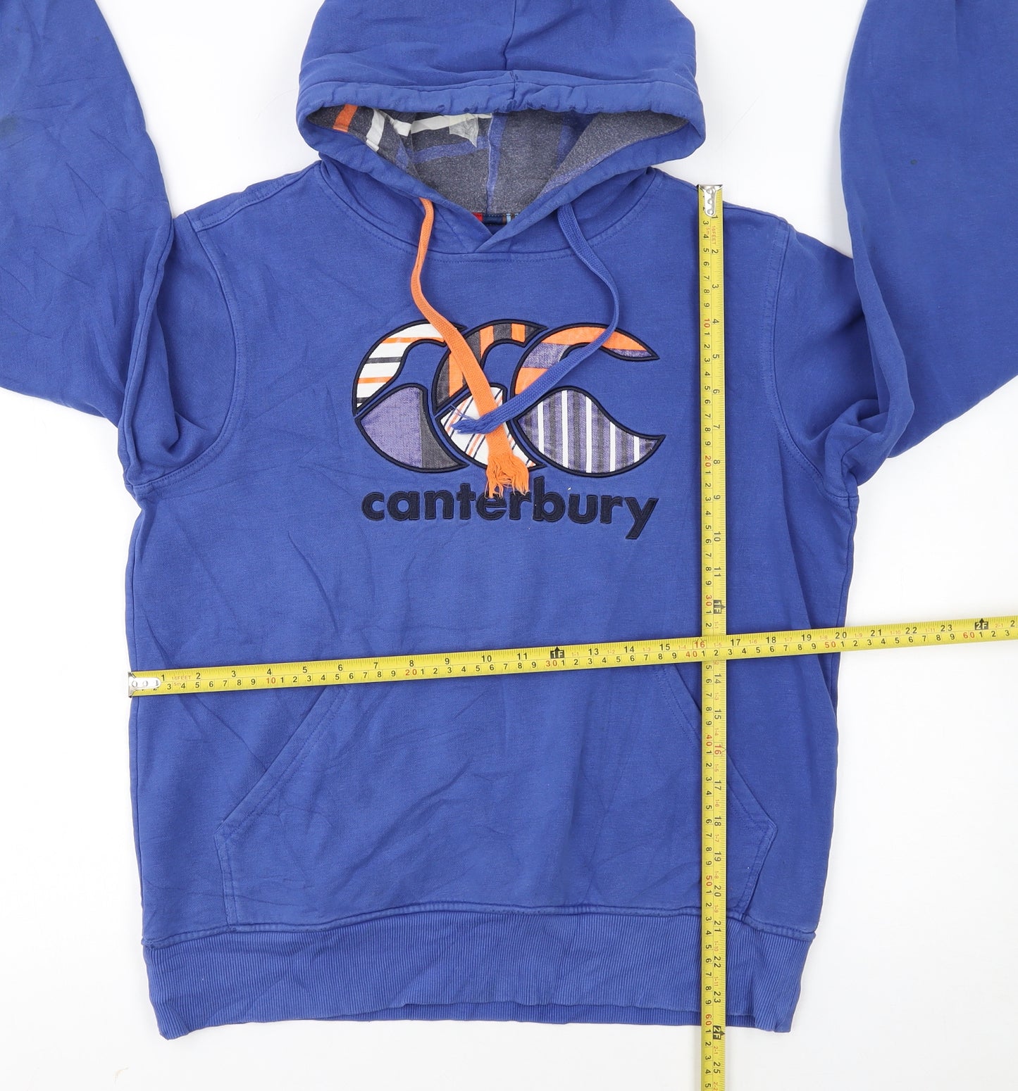 Canterbury Men's Blue Pullover Hoodie S Logo Graphic Rugby Style