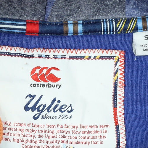 Canterbury Men's Blue Pullover Hoodie S Logo Graphic Rugby Style
