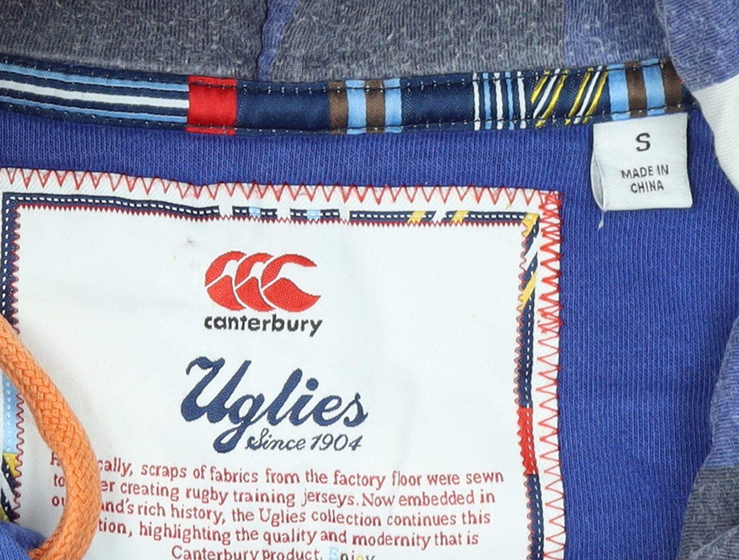 Canterbury Men's Blue Pullover Hoodie S Logo Graphic Rugby Style