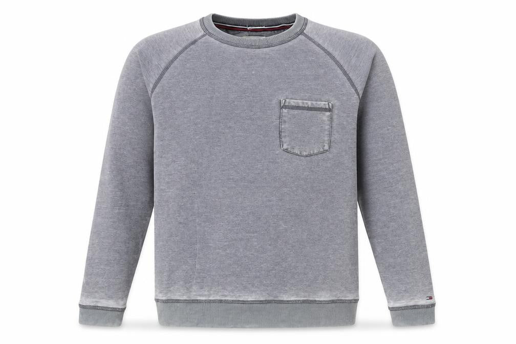 Front view of Tommy Hilfiger Men's Grey L Pullover Sweatshirt Crew Neck Casual Top