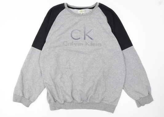 Calvin Klein Jeans Men's Grey 2XL Pullover Sweatshirt Classic Logo