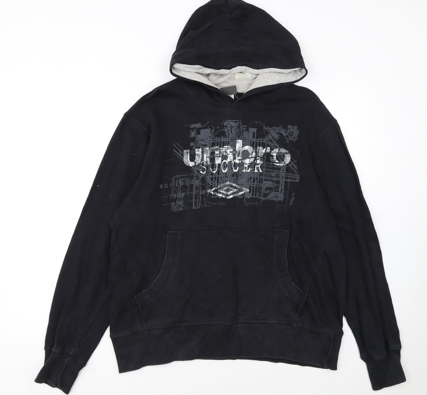 Umbro Men’s Black Pullover Hoodie L Logo Graphic Fleece Sweatshirt