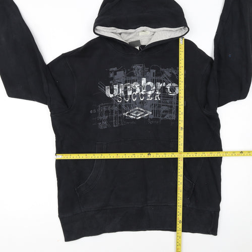 Umbro Men’s Black Pullover Hoodie L Logo Graphic Fleece Sweatshirt