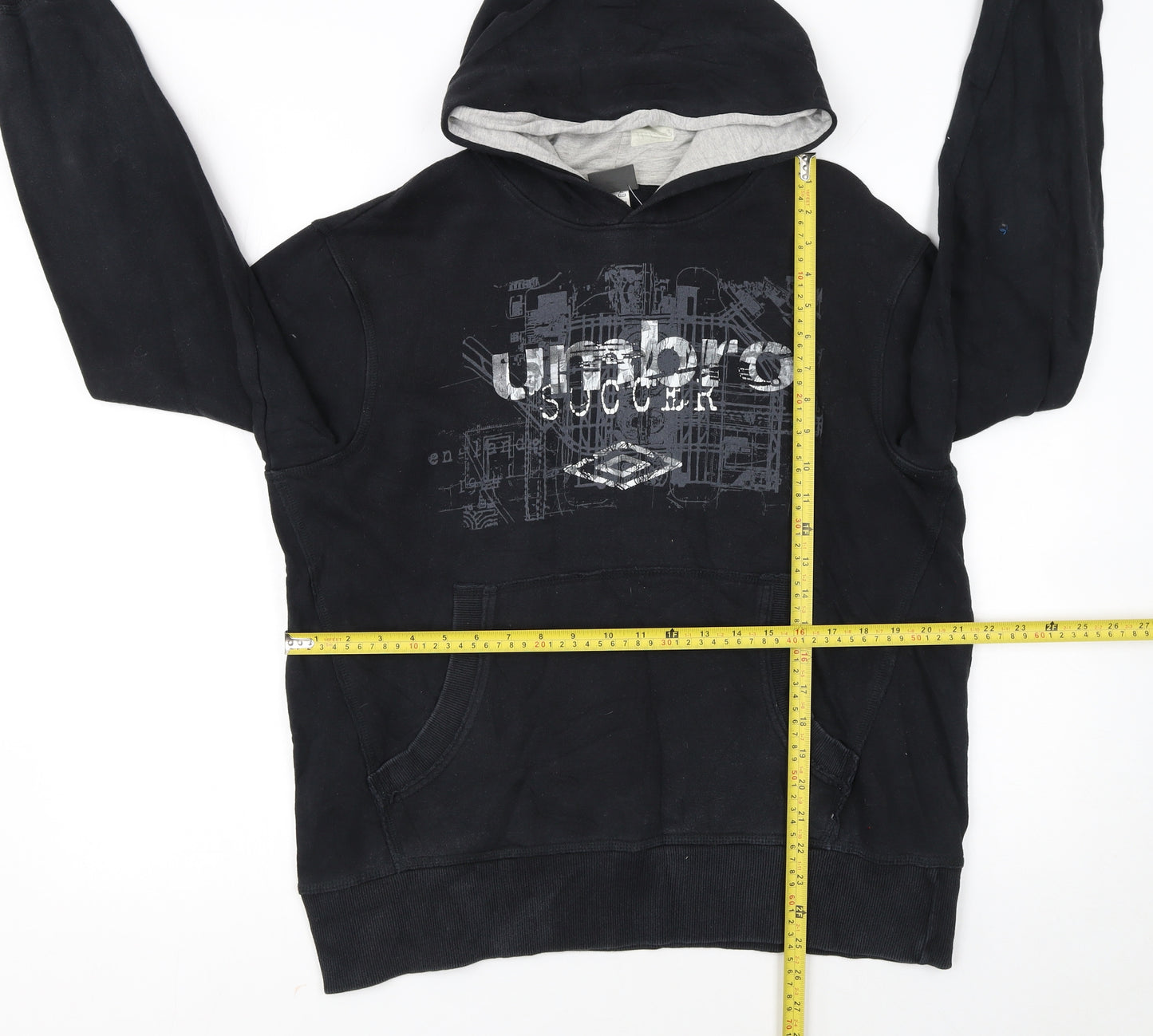 Umbro Men’s Black Pullover Hoodie L Logo Graphic Fleece Sweatshirt
