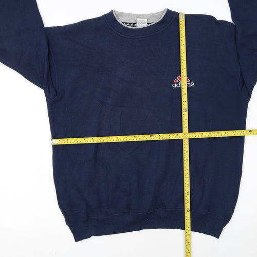 Adidas Men's Blue Logo Pullover Cotton Sweatshirt Size L