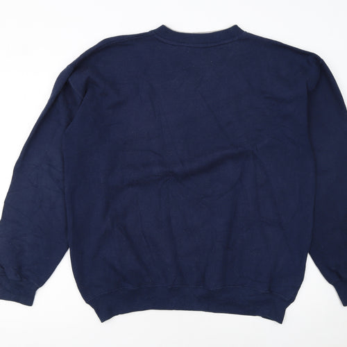 Adidas Men's Blue Logo Pullover Cotton Sweatshirt Size L
