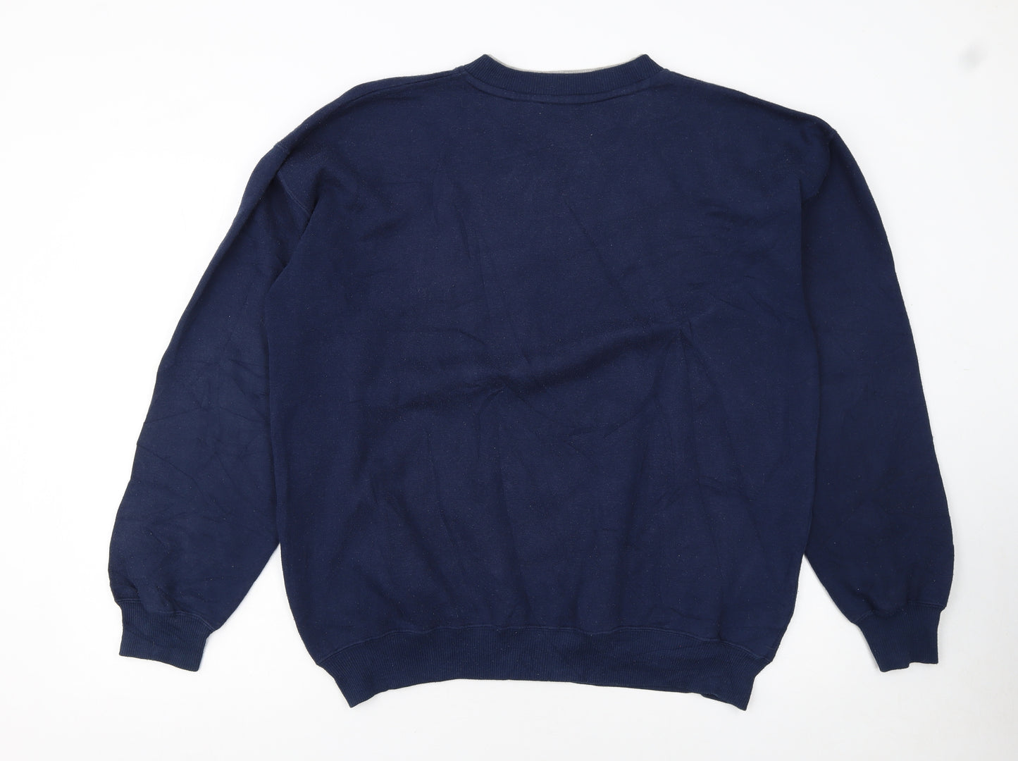 Adidas Men's Blue Logo Pullover Cotton Sweatshirt Size L