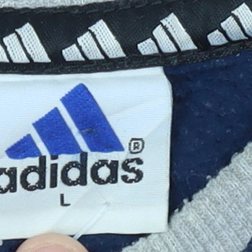 Adidas Men's Blue Logo Pullover Cotton Sweatshirt Size L