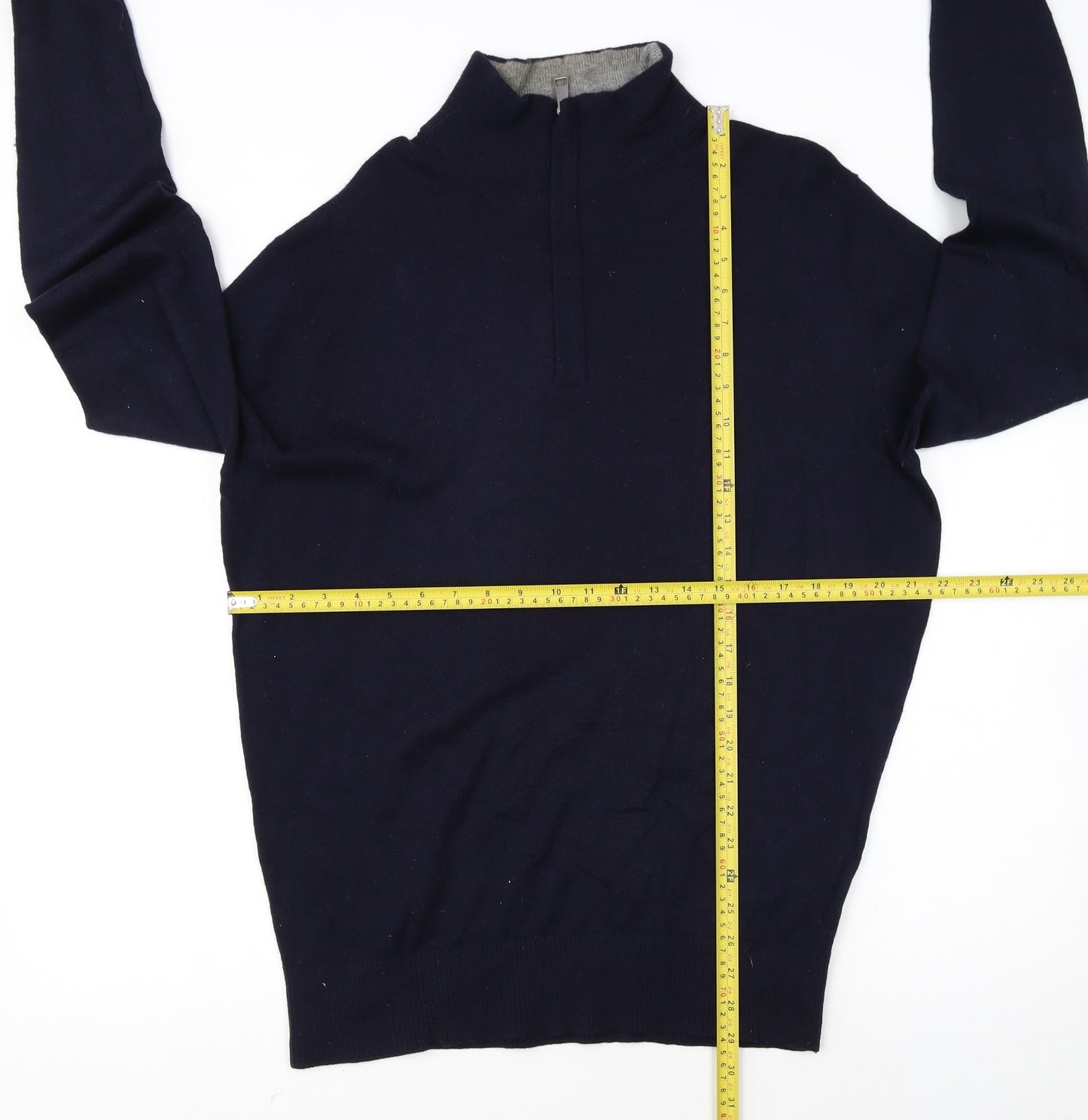 Tommy Hilfiger Men's Blue Wool Half Zip Jumper XL