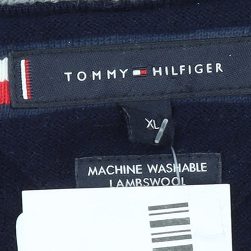 Tommy Hilfiger Men's Blue Wool Half Zip Jumper XL