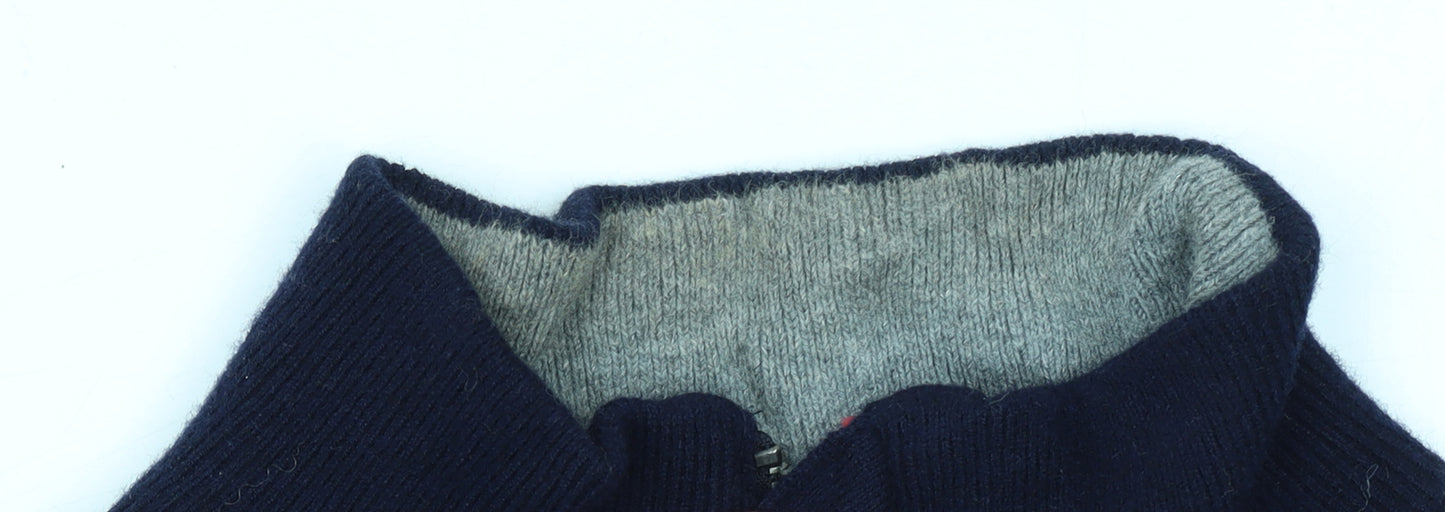 Tommy Hilfiger Men's Blue Wool Half Zip Jumper XL