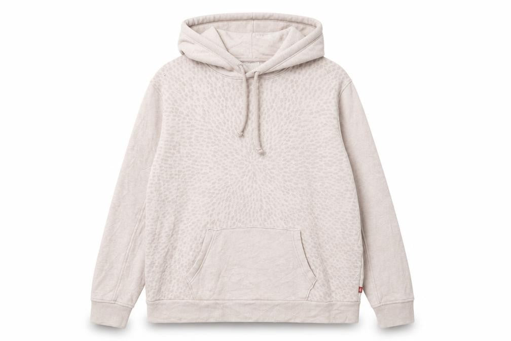Front view of Levi's women’s beige pullover hoodie l cotton casual wear
