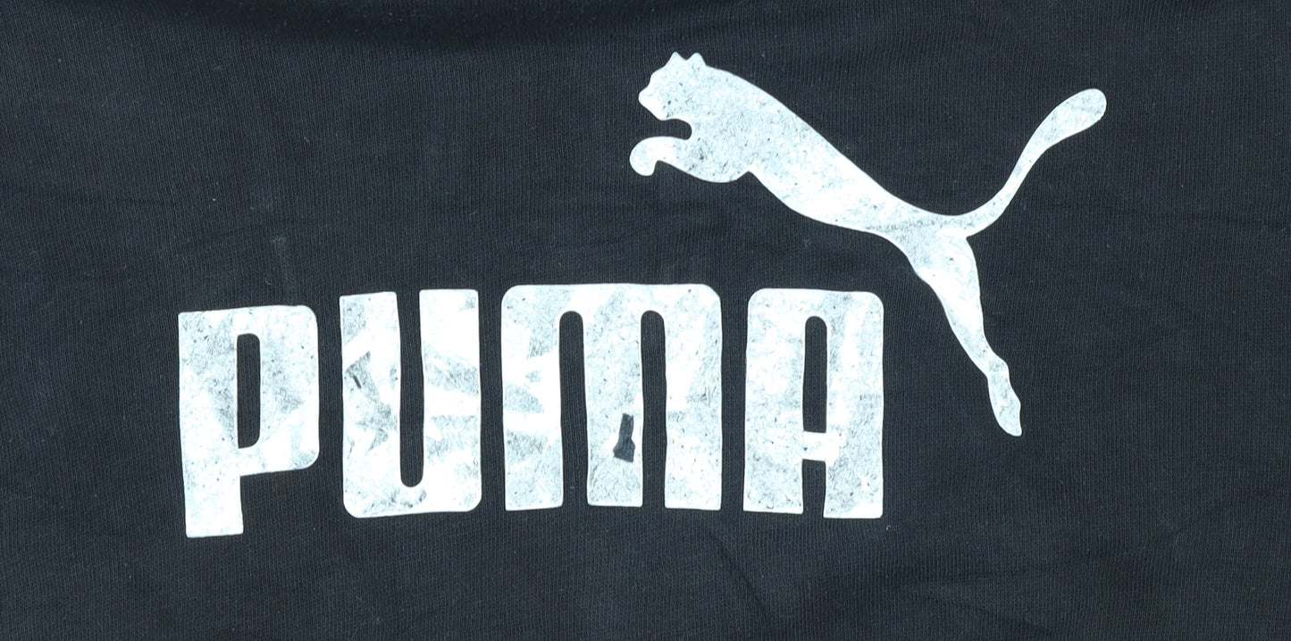 Puma Women's Black Pullover Hoodie Size 14 Logo Print Casual