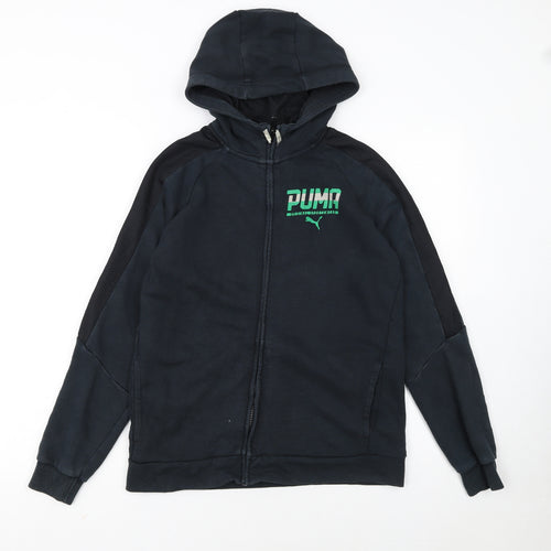 Puma Boys Black Full Zip Hoodie 13-14 Years Classic Sportswear