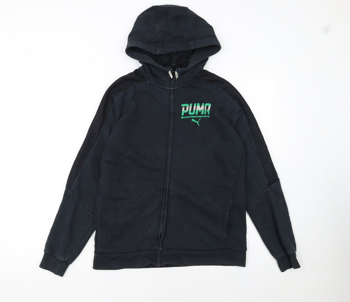 Puma Boys Black Full Zip Hoodie 13-14 Years Classic Sportswear