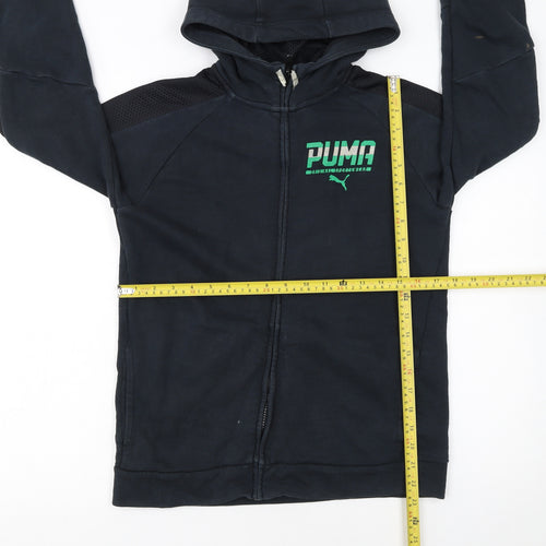 Puma Boys Black Full Zip Hoodie 13-14 Years Classic Sportswear