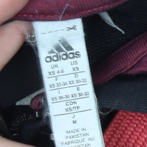 Adidas Womens Black XS Full Zip Hoodie with Red Logo