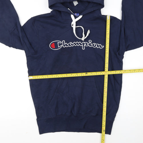 Champion Men's Blue Pullover Hoodie Medium Embroidered Logo