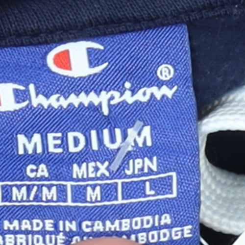 Champion Men's Blue Pullover Hoodie Medium Embroidered Logo