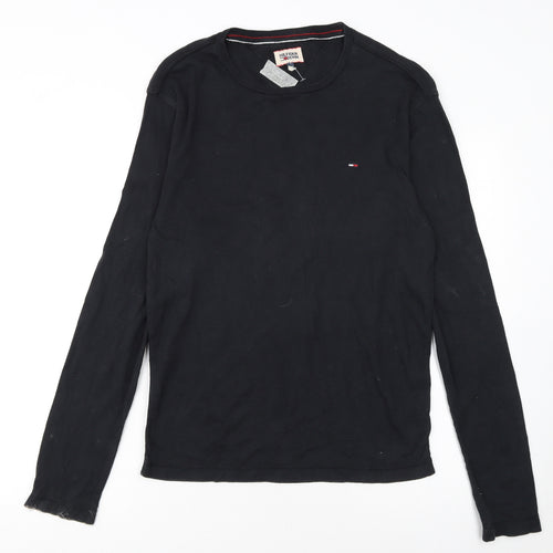 Hilfiger Denim Men's Black Long Sleeve Crew Neck Cotton T-Shirt L