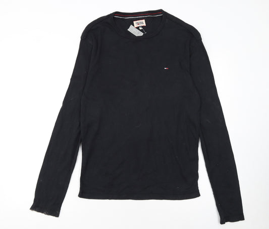 Hilfiger Denim Men's Black Long Sleeve Crew Neck Cotton T-Shirt L