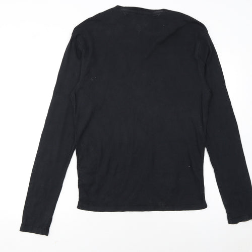 Hilfiger Denim Men's Black Long Sleeve Crew Neck Cotton T-Shirt L